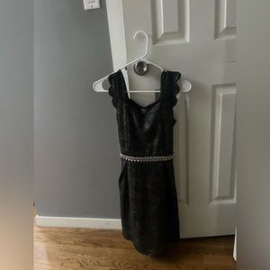 Black Monteau Girls Sparkle Dress with Sparkle Belt and Bow Back